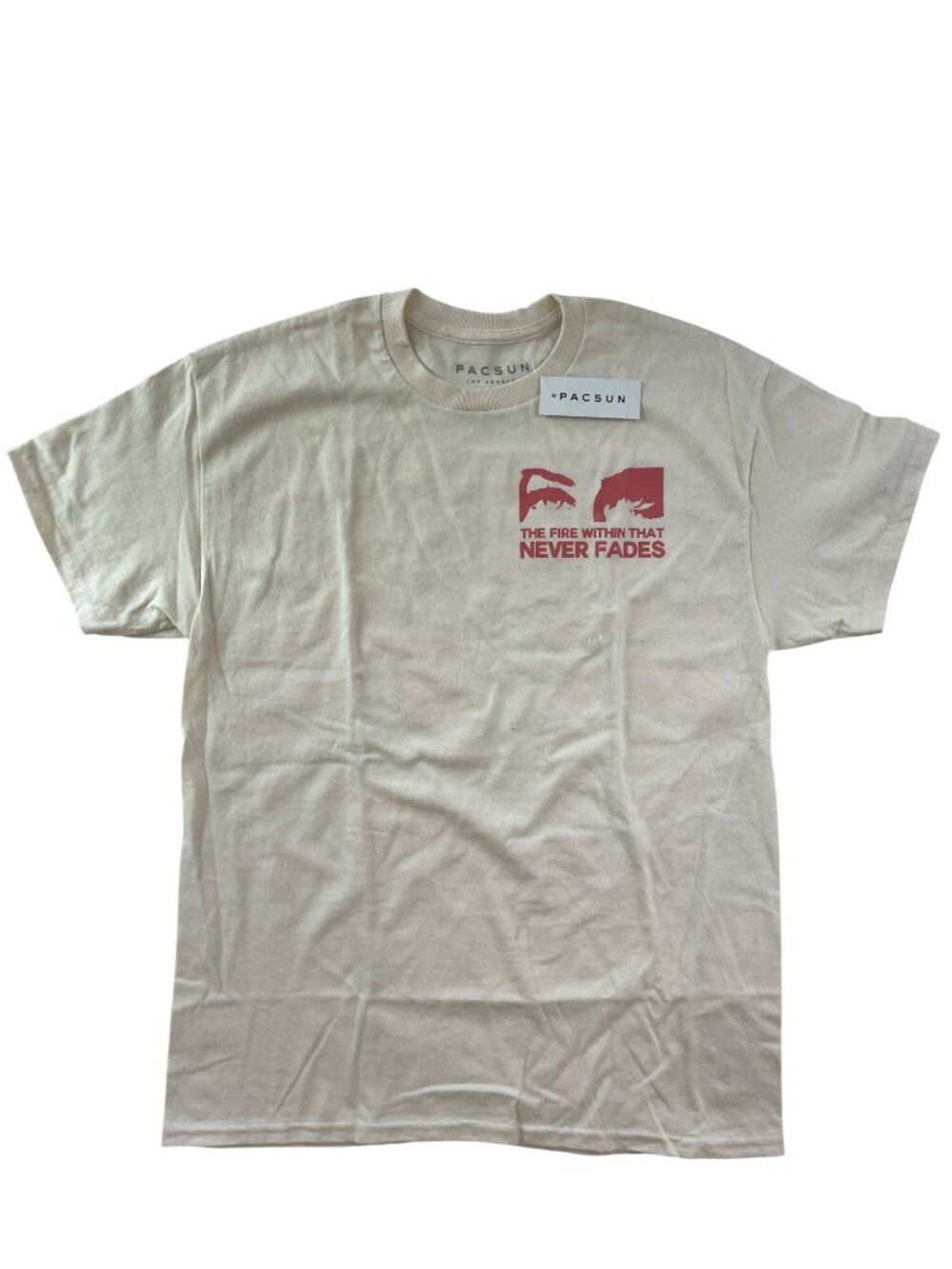 PacSun Cream Graphic Tee "The Fire Within That Never Fades" Wmn's Sz Medium NWT